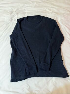American Eagle Outfitters Navy Waffle Crewneck Sweater